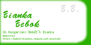 bianka bebok business card